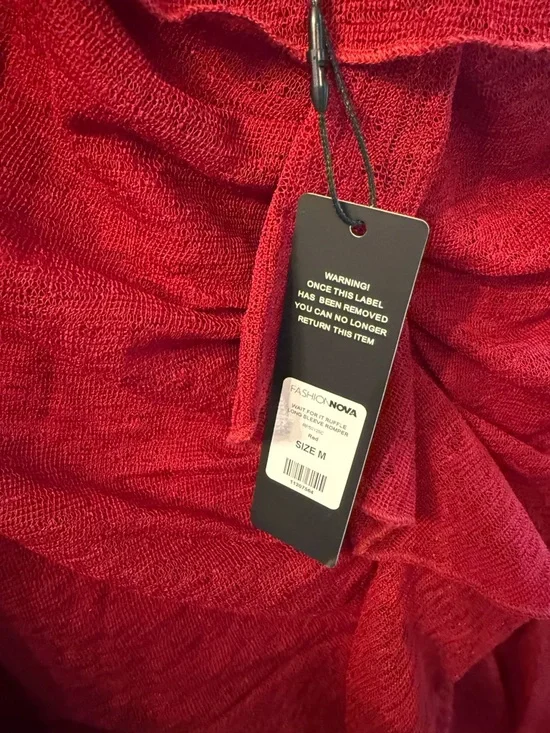 Fashion Nova Red Off-Shoulder Ruffle Romper - Picture 6 of 7